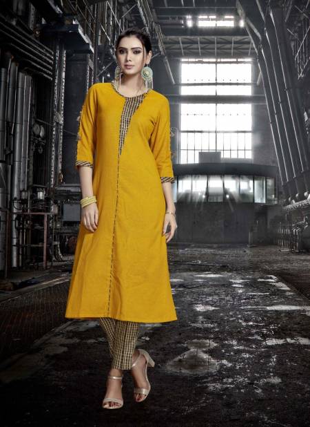 Yellow Colour New Exclusive Ethnic Wear Rayon Printed Designer Kurti Collection RADIANT-1
